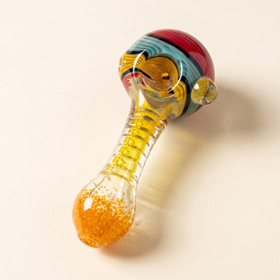 5" Color Swirl & Carved Body Hand Pipe, light background