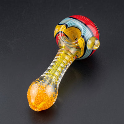 5" Color Swirl & Carved Body Hand Pipe in Orange