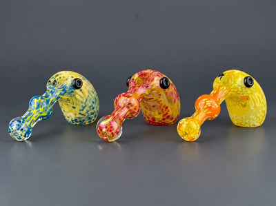5″ Fume Hammer Glass Hand Pipe, Style B in Yellow/Blue, Red/Amber and Yellow/Orange
