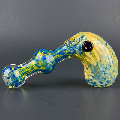 5″ Fume Hammer Glass Hand Pipe, Style B in Yellow/Blue