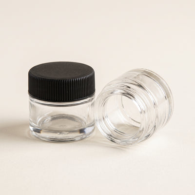 5ml Screw Top Jar with Black Lids, light background