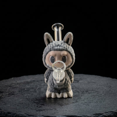 6.1" Flannel Elf Creature Water Pipe on dark slate surface - Oil Slick Pad