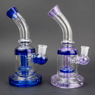 6.5" Encalmo Footed Bell w/ Color Showerhead Rig in Blue and Purple