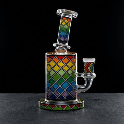 6.5″ Fillacello Decal Rig on dark slate surface - Oil Slick Pad