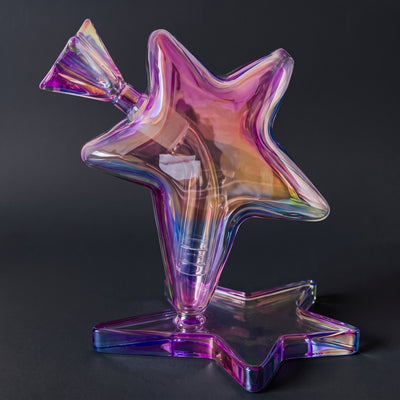 6.5" Iridescent Star Bong w/ Color Matching Star Flower Bowl