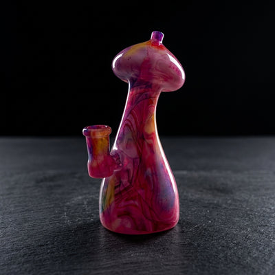 6.5″ Watercolor Mushroom Rig on dark slate surface - Oil Slick Pad
