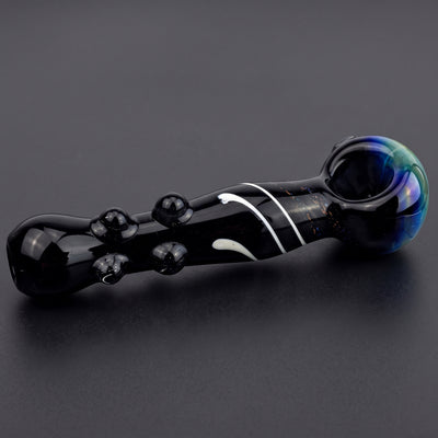 6" Black w/ Cobalt Fume & Dichro Accent Hand Pipe