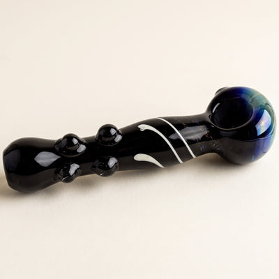 6" Black w/ Cobalt Fume & Dichro Accent Hand Pipe, light background