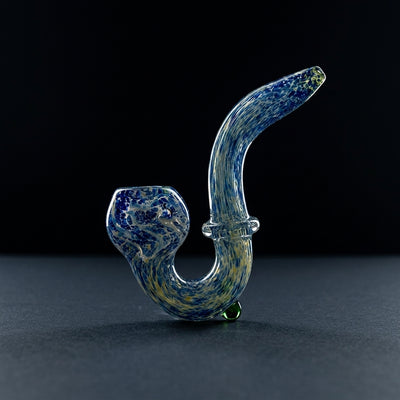 6" Blue Frit & Fume Sherlock on dark slate surface - Oil Slick Pad