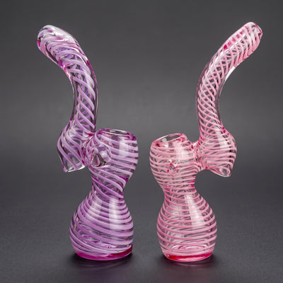 6" Color Line Swirl Bubbler in Purple and Pink