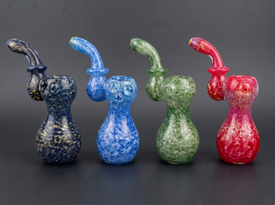 6" Frit Stand Up Bubbler in Dark Blue, Blue, Green and Red