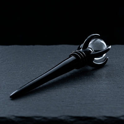 6″ Glass Scepter Dab Tool on dark slate surface - Oil Slick Pad