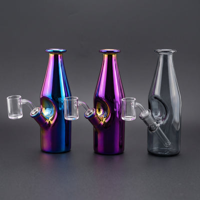 6" Iridescent Sake Bottle Rig in Blue, Purple and Gray