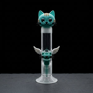 6" Silicone Cat w/ Wings on dark slate surface - Oil Slick Pad