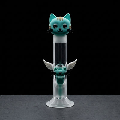 6" Silicone Cat w/ Wings on dark slate surface - Oil Slick Pad