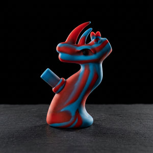 6″ Silicone Dragon Rig (one Off) on dark slate surface - Oil Slick Pad