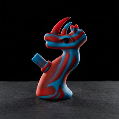 6″ Silicone Dragon Rig (one Off) on dark slate surface - Oil Slick Pad