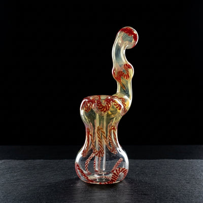 6" Twisted Cane Fume Bubbler on dark slate surface - Oil Slick Pad