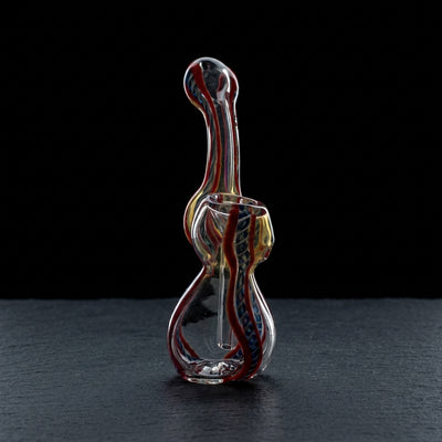6" Two-Tone Twist Cane Fume Accent Bubbler on dark slate surface - Oil Slick Pad