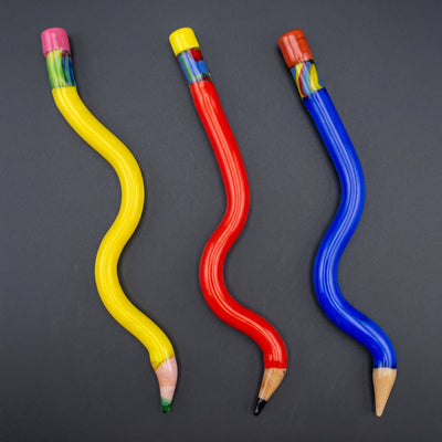 6" Wavy Glass Pencil Dab Tool in Yellow, Red and Blue