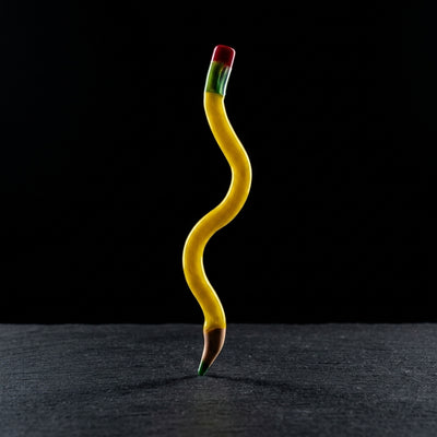 6" Wavy Glass Pencil Dab Tool on dark slate surface - Oil Slick Pad