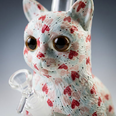 8.8" Cat Water Pipe with Printing | Glass + PVC