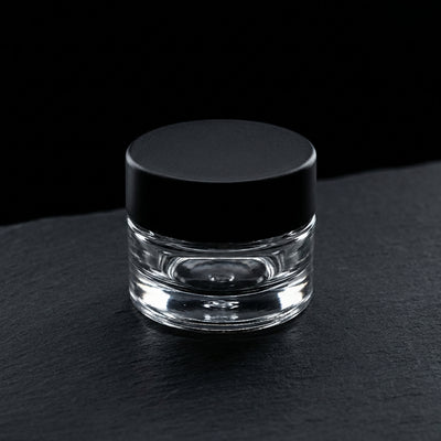 5ml Glass Jar- Heavy Bottom Child Resistant Jar with Black Lids - angle shot