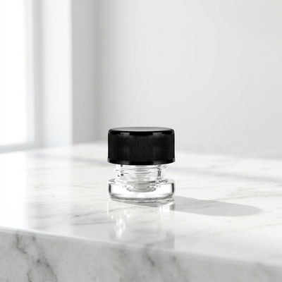 5ml Glass Jar- Heavy Bottom Child Resistant Jar with Black Lids - view 17