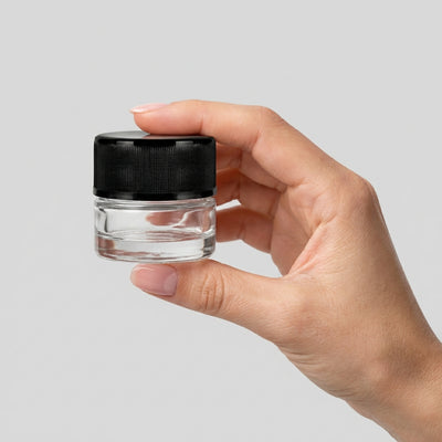 5ml Glass Jar- Heavy Bottom Child Resistant Jar with Black Lids