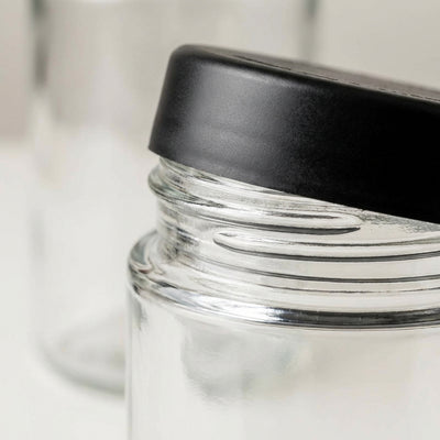 10oz Child-Resistant Glass Jars with Black Caps – 14 Grams (1/2 Ounce) Capacity, Airtight and Durable, 36-Pack – Ideal for Ca