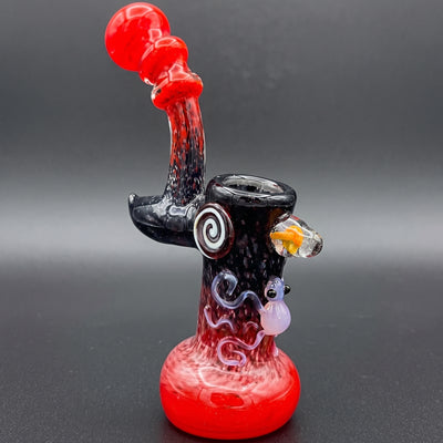 7.5″ Color Frit w/ Critter & Mushroom Implosion Glass Bubbler