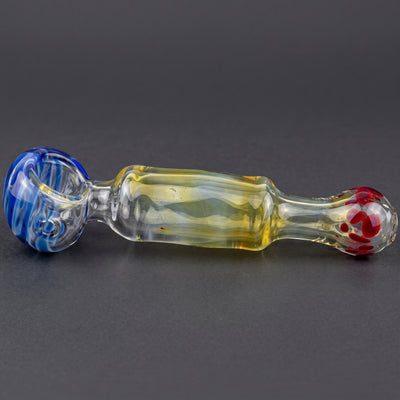 7" Color Dot Mouth w/ Spiral Line Head Fume Hand Pipe