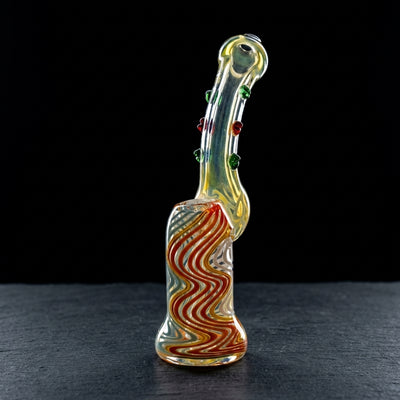 7" Color Wave Body Fume w/ Color Dot Neck Bubbler on dark slate surface - Oil Slick Pad