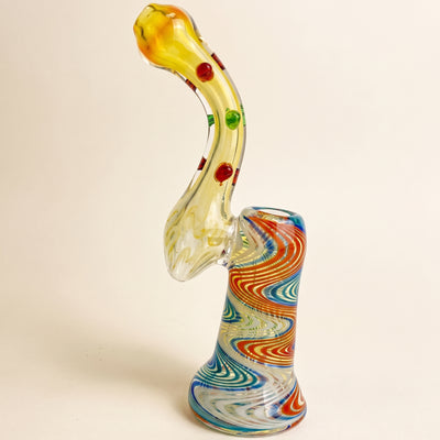7" Color Wave Body Fume w/ Color Dot Neck Bubbler, light background