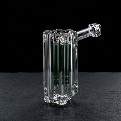 7" Encore Salt Shaker Medium Hammer Bubbler on dark slate surface - Oil Slick Pad