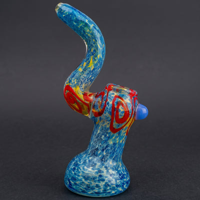 7" Frit Base & Mouth w/ Fume Swirl Body & Color Marble Bubbler