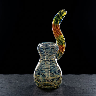 7" Fume Color Wrap Trunk Neck Bubbler on dark slate surface - Oil Slick Pad