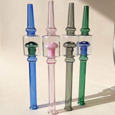 7" Glass Mushroom Nectar Straw, light background