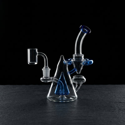 7" Oilseed Color Accent Waterfall Recycler (one off) on dark slate surface - Oil Slick Pad