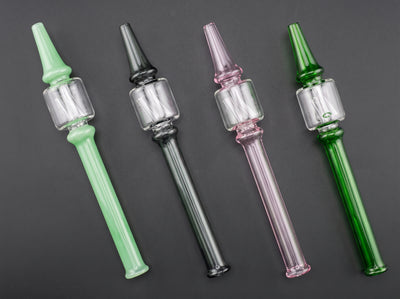 7" One Piece Worm Nectar Straw in Light Green, Gray, Pink and Green