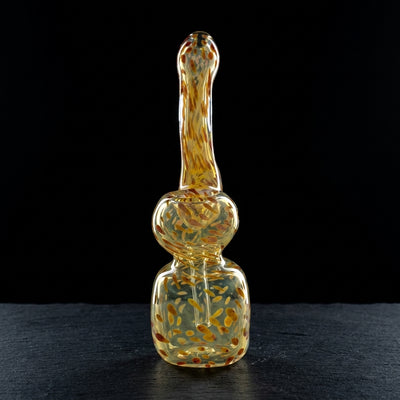 7" Polka Dot Fume Square Body Bubbler on dark slate surface - Oil Slick Pad