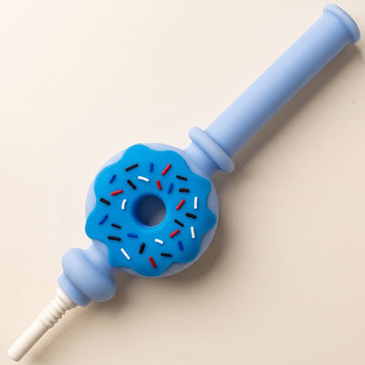 7″ Silicone Donut Nectar Straw W/ Ceramic Tip, light background