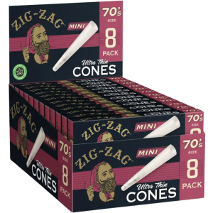 ZIG ZAG 70’S ULTRA THIN CONES – 8 CT – 18 PACK CARTON