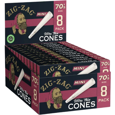 ZIG ZAG 70’S ULTRA THIN CONES – 8 CT – 18 PACK CARTON