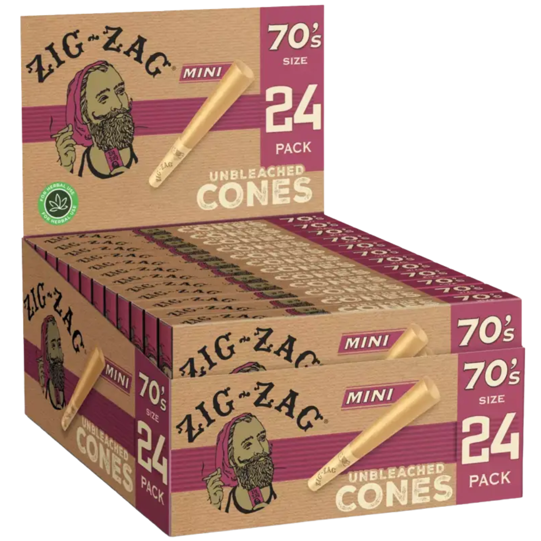 ZIG ZAG 70’S UNBLEACHED CONES – 24 CT – 12 PACK CARTON