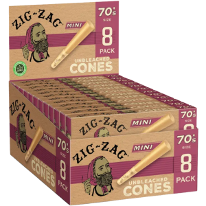 ZIG ZAG 70’S UNBLEACHED CONES – 8 CT – 18 PACK CARTON