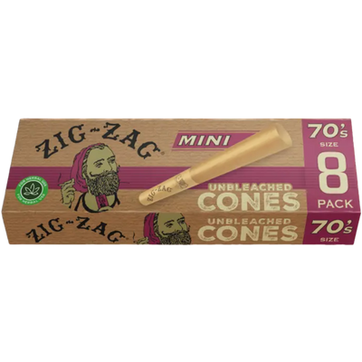 ZIG ZAG 70’S UNBLEACHED CONES – 8 CT – 18 PACK CARTON