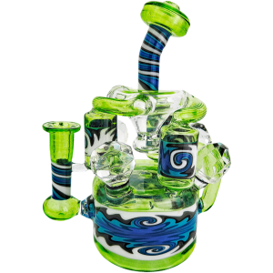 9″ 710 SCI GLASS WIGWAG TRIPLE CAN RECYCLER