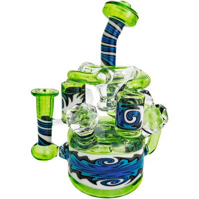 9″ 710 SCI GLASS WIGWAG TRIPLE CAN RECYCLER