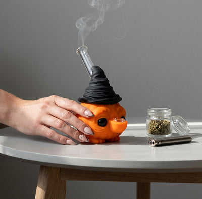6.6" Silicone Pumpkin Wizard Hat Water Pipe